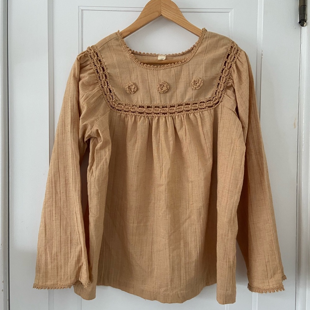1960s/1970s peasant blouse in sunset gold, size extra-large